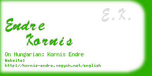 endre kornis business card